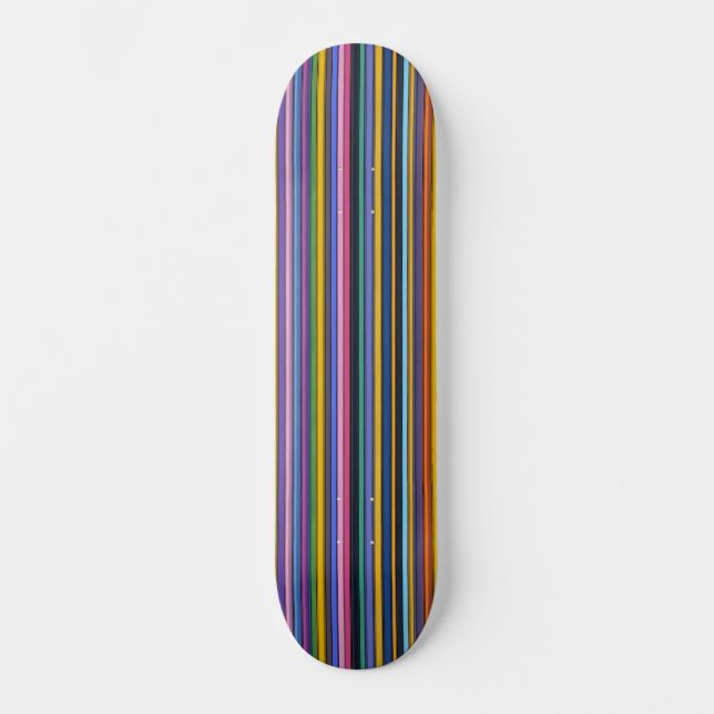 Bold Rainbow Vertical Stripes Skateboard (Front)
