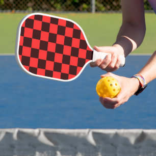 Bold Red and Black Chequered Pattern Design Pickleball Paddle