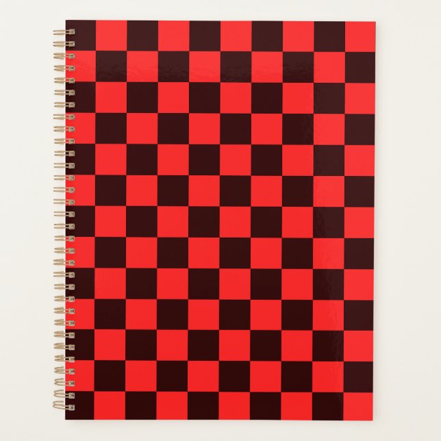 Bold Red and Black Chequered Pattern Design Planner (Front)