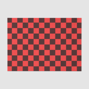 Bold Red and Black Chequered Pattern Design Tissue Paper