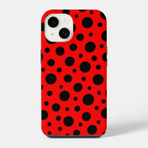 Bold Red and Black Polka Dot Pattern Design