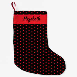Bold Red and Black Polka Dots Personalised Custom Small Christmas Stocking