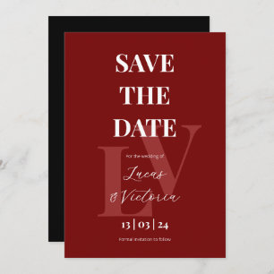 Bold Red and Black Wedding Save the Date Invitation