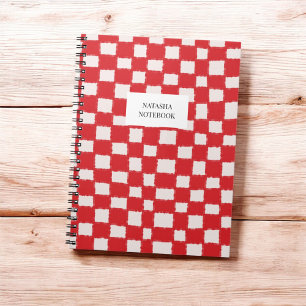 Bold Red and Pink Chequerboard Pattern Notebook