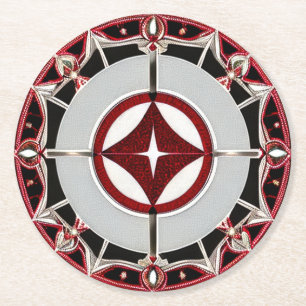Bold Red and Silver Paper Coaster