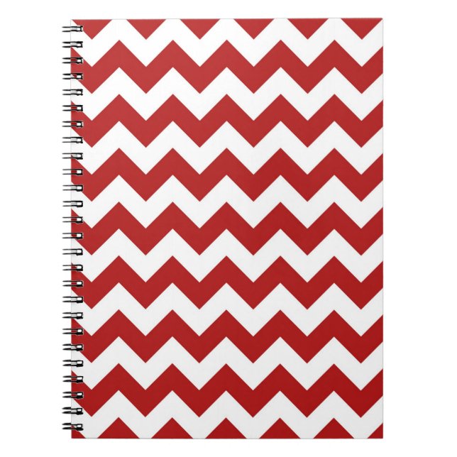 Bold Red and White Chevron Stripes Notebook (Front)