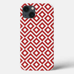Bold Red and White Geometric Meander iPhone 13 Case