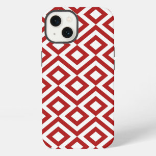 Bold Red and White Geometric Meander iPhone 13 Case