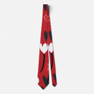 Bold Red and White Tulip Spring Floral Tie