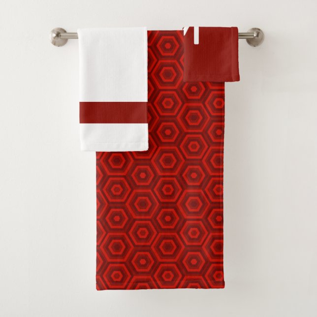 Bold Red and White with Optional Monogram Bath Towel Set (Insitu)