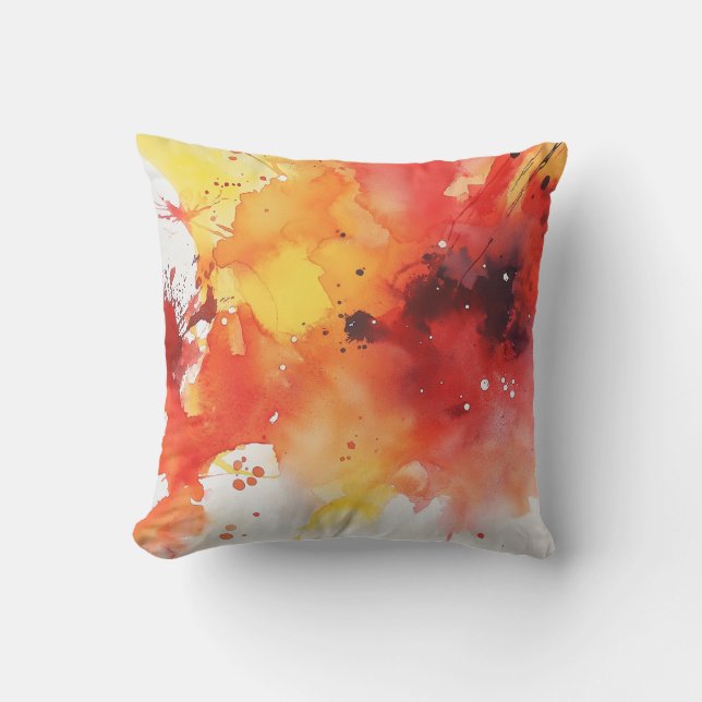 Bold Red and Yellow Splash Pillow (Front)
