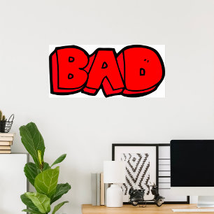 Bold Red Bad Graffiti Style Text Poster