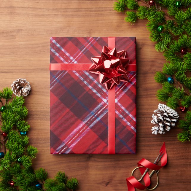 Bold Red Black and White Tartan Plaid Wrapping Paper (Holiday Gift)