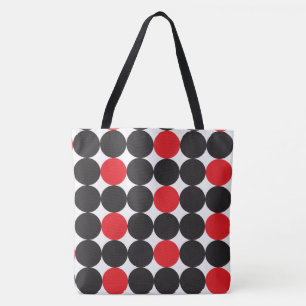 Bold Red Black Dots Geometric Pattern Tote Bag