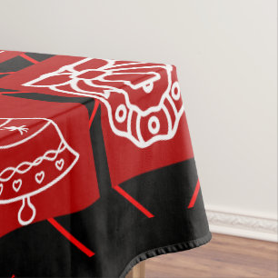 Bold Red & Black Geometric Christmas Tablecloth