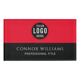 Bold Red Black Logo Name Tag Magnetic