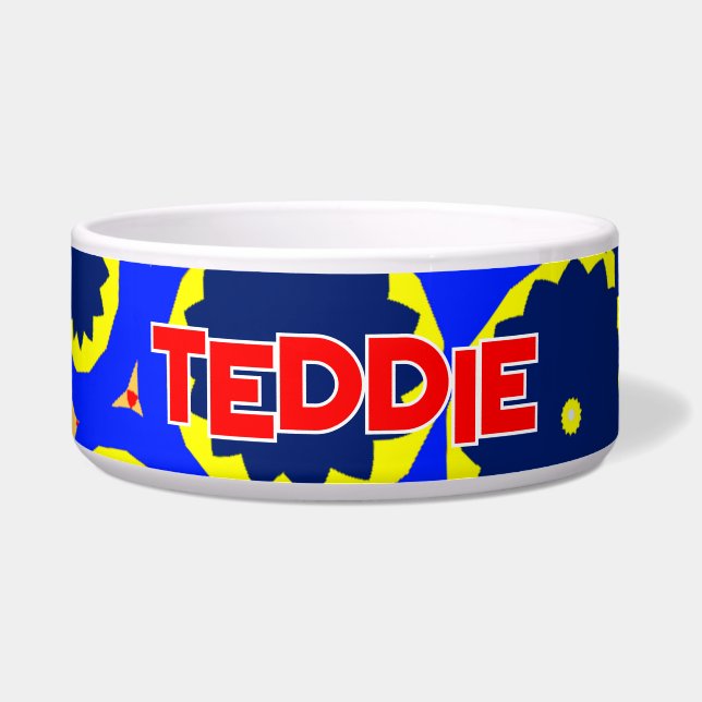 Bold Red Blue and Yellow Floral Pet (Front)
