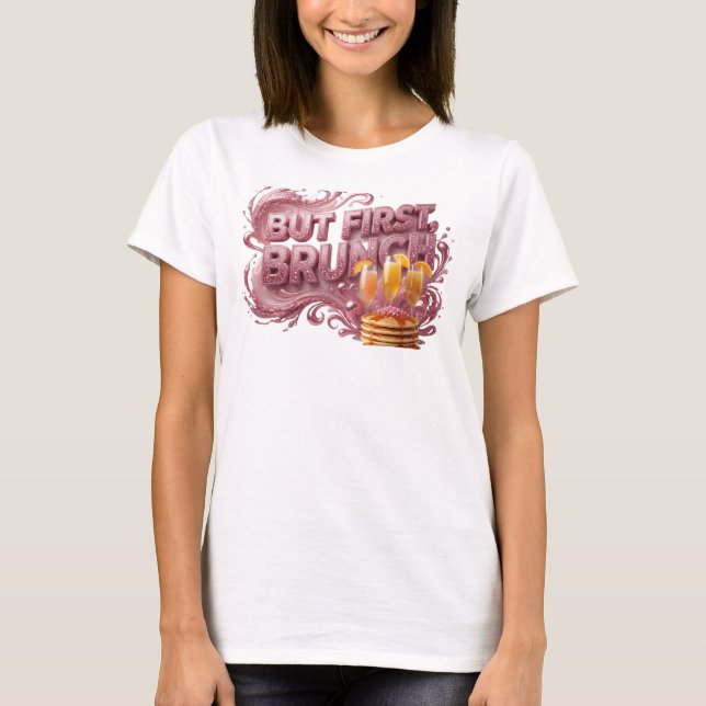 Bold Red BUT FIRST BRUNCH Quote Shirt (Front)