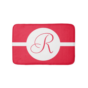Bold Red Circle Monogram Bath Mat
