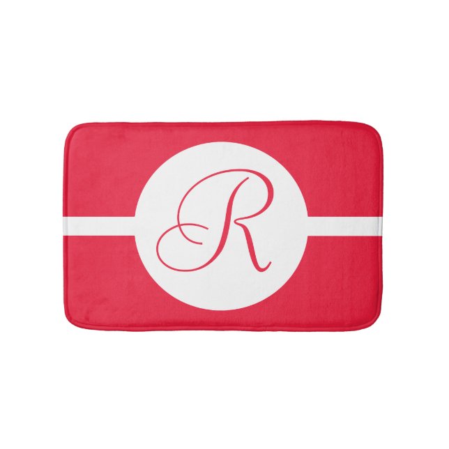 Bold Red Circle Monogram Bath Mat (Front)