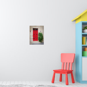Bold Red Door in Maltese Village Poster