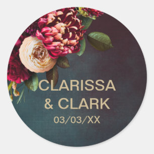 Bold Red Floral And Gold Wedding Envelope Seal