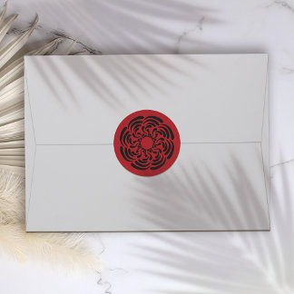 Bold Red Floral Classic Round Sticker