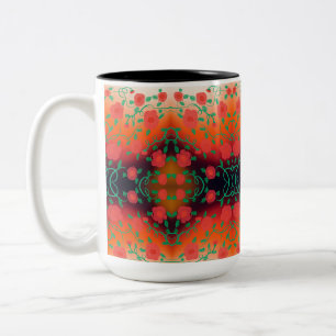 Bold Red Floral Designer Coffee Mug
