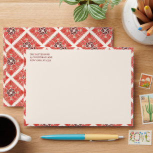 Bold Red Floral Happy Holidays Envelope