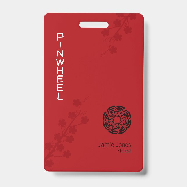 Bold Red Floral ID Badge (Front)