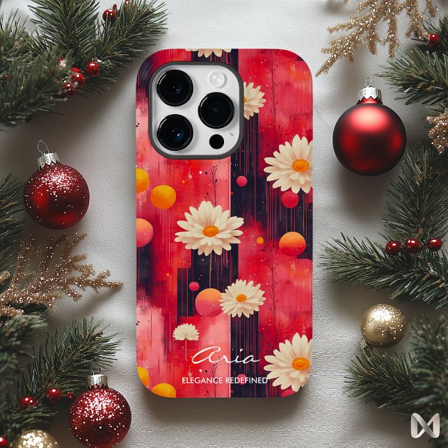 Bold Red Floral Pattern with Name Quote Case-Mate iPhone Case (Creator Uploaded)