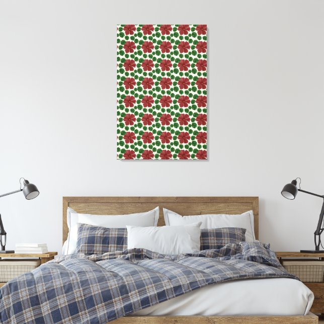 Bold Red Floral Seamless Pattern   Canvas Print (Insitu(Bedroom))