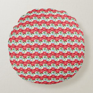 Bold Red Floral Seamless Pattern   Colorful  Round Cushion