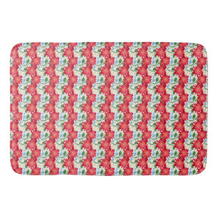 Bold Red Floral Seamless Pattern Colourful Bath Mat