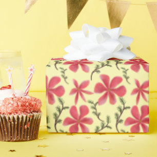 Bold Red Floral Seamless Pattern   Wrapping Paper