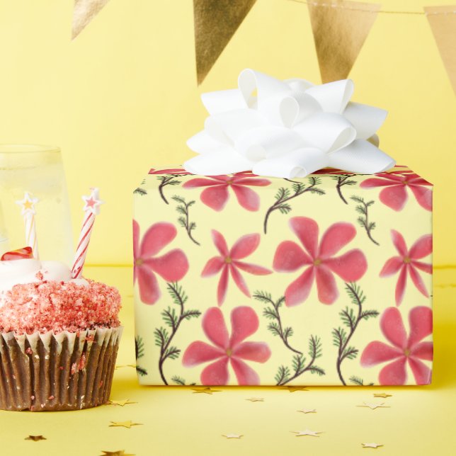Bold Red Floral Seamless Pattern   Wrapping Paper (Birthday Party)