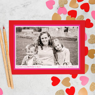 Bold Red Frame Family Valentine's Day Holiday Postcard