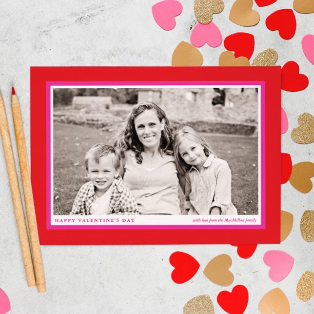 Bold Red Frame Family Valentine's Day Holiday Postcard (Creator Uploaded)