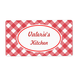 Bold Red Gingham Labels