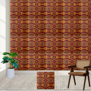 Bold Red & Gold African Print Tile