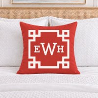 Bold Red Greek Key Monogram Initial