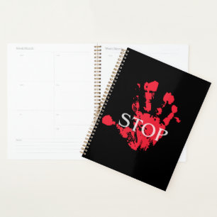 Bold Red Handprint "STOP" Warning Symbol – Activis Planner