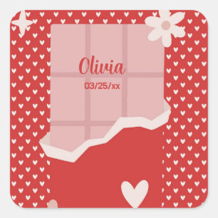 Bold Red Heart Love Design – Perfect for Custom Gi Square Sticker