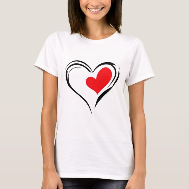 Bold Red Heart – Minimal Romantic Love Design T-Shirt (Front)