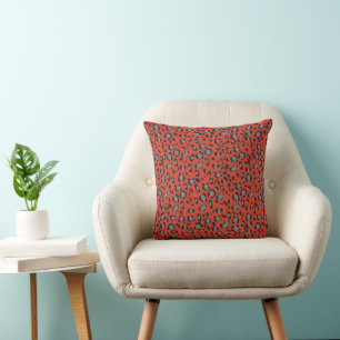 Bold Red Leopard Animal Print Glam 1 Cushion
