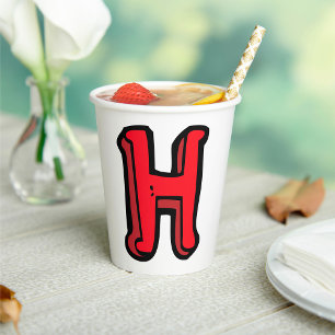 Bold Red Letter H Fun Alphabet Paper Cups