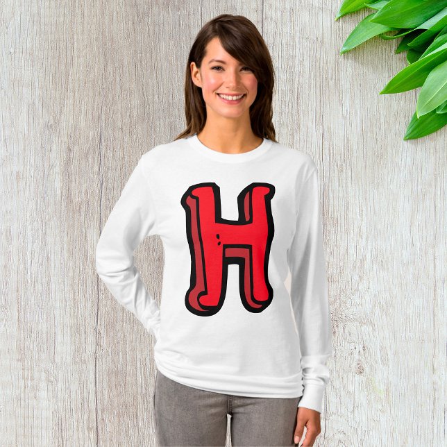 Bold Red Letter H Fun Alphabet T-Shirt (Creator Uploaded)