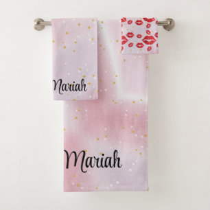 Bold Red Lips Aesthetic Bath Towel Set