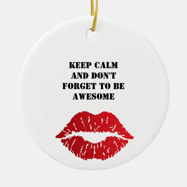 Bold Red Lips Aesthetic Ceramic Tree Decoration (Front)