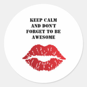 Bold Red Lips Aesthetic Classic Round Sticker